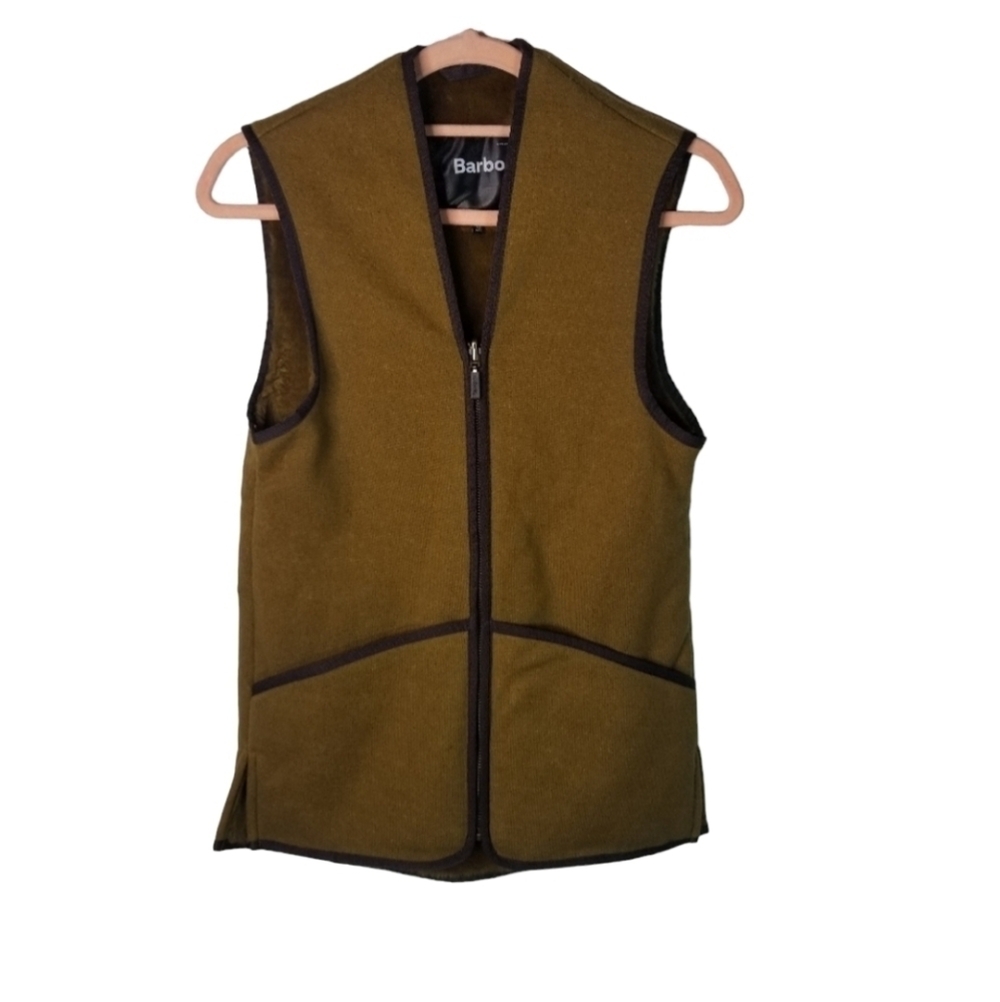 Barbour brown pile v neck waistcoat vest